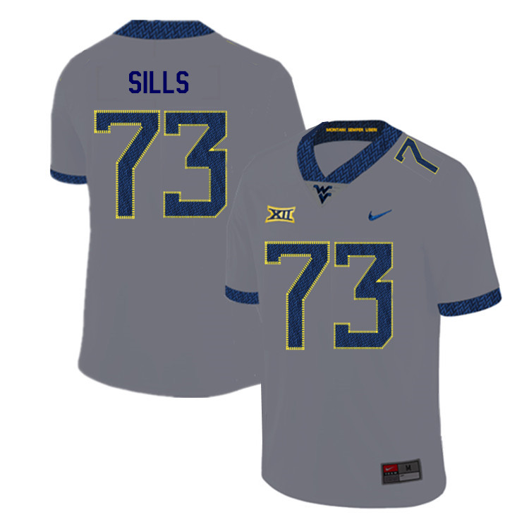 2019 Men #73 Josh Sills West Virginia Mountaineers College Football Jerseys Sale-Gray - Click Image to Close